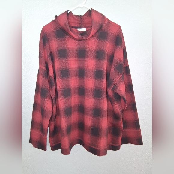 J Jill Fit NWT Cotton Blend Plaid Popover Tunic Top 2X - Picture 2 of 7